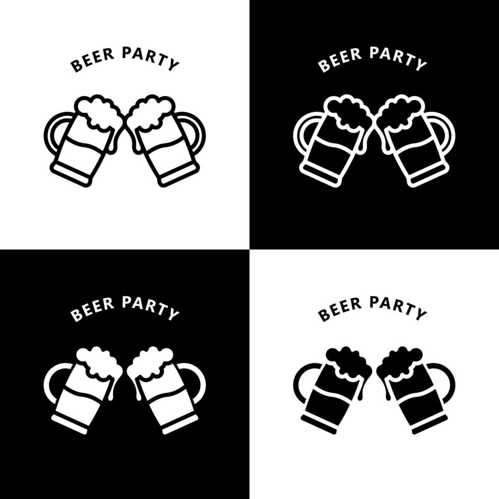 Bier-Party-Symbol-Cartoon. alkohol getränke jubel feier symbol vektor logo