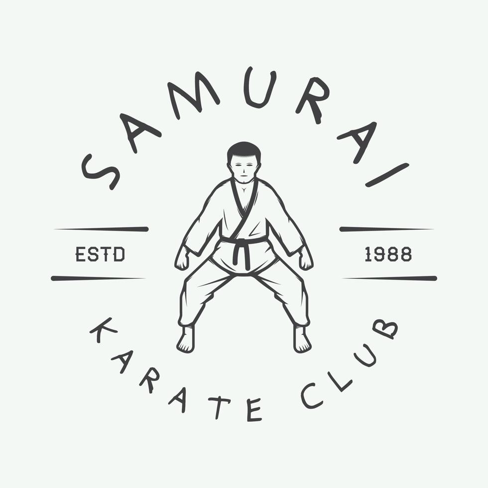 vintage karate oder martial arts logo, emblem, abzeichen, etikett und designelemente. Vektor-Illustration vektor