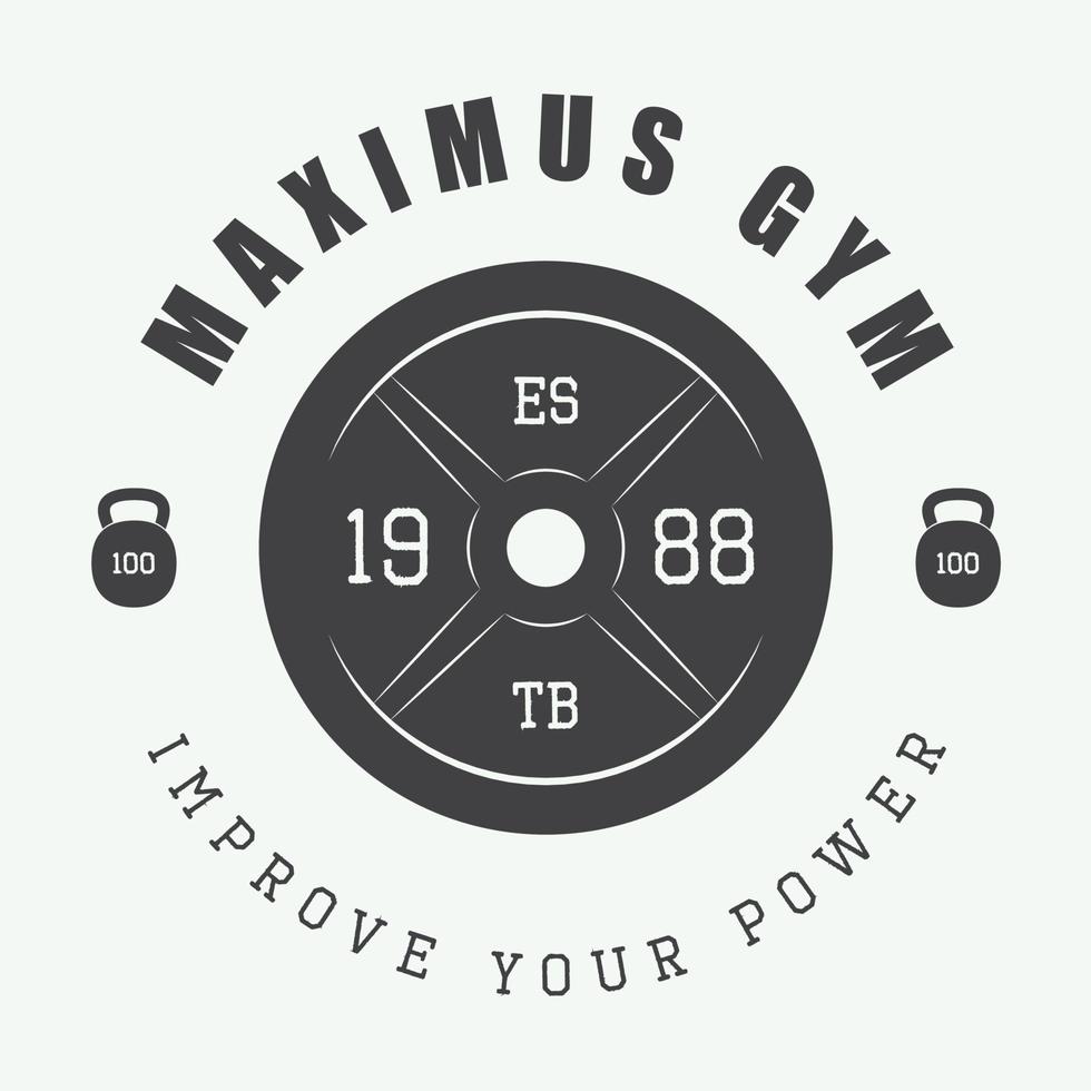 gym logotyp i vintage stil. vektor illustration.