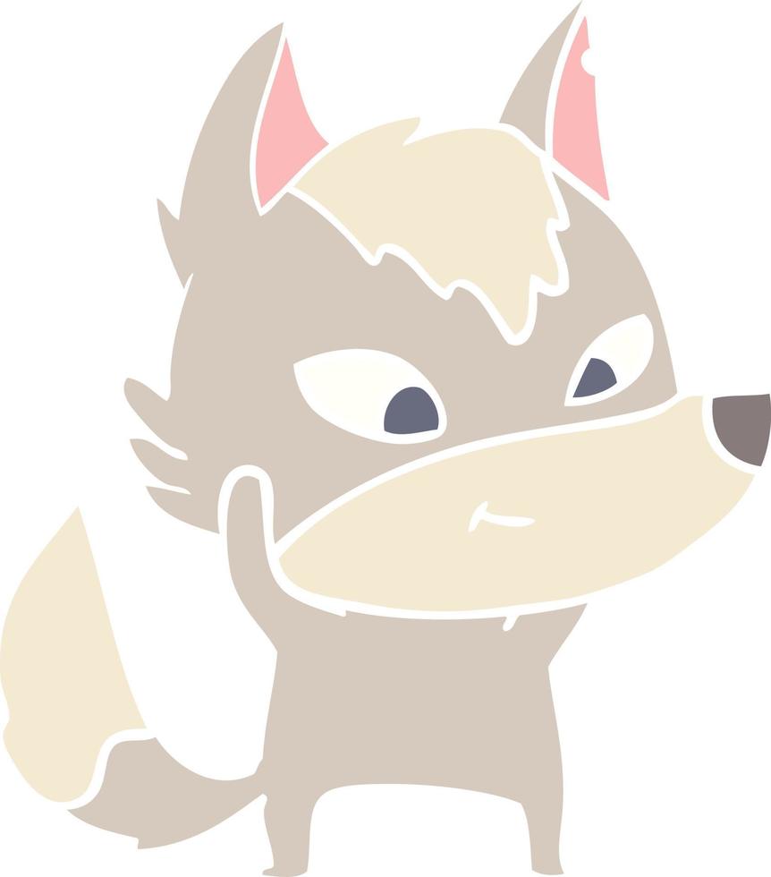 freundlicher Cartoon-Wolf im flachen Farbstil vektor
