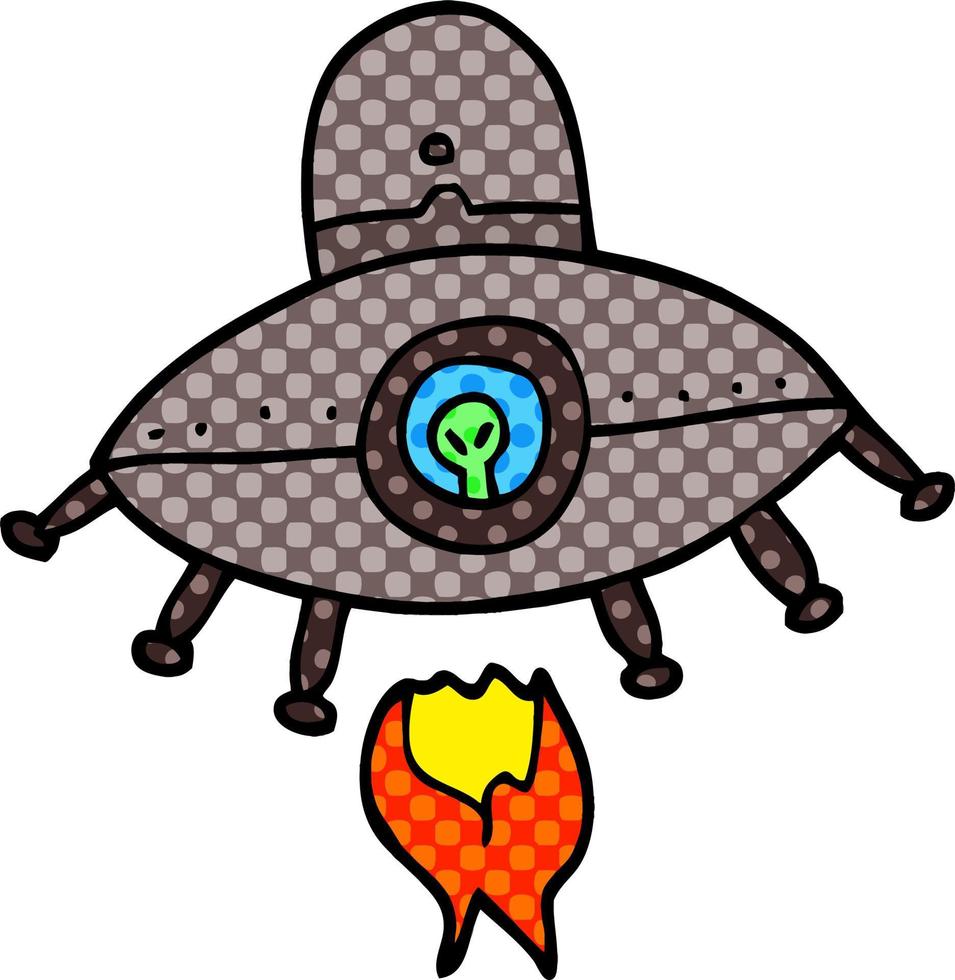 Cartoon-Doodle Alien-Raumschiff vektor