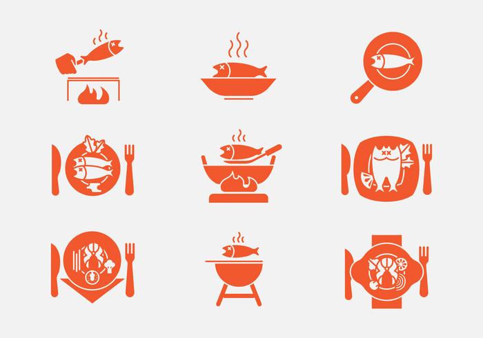 Fisch Fry Icons vektor