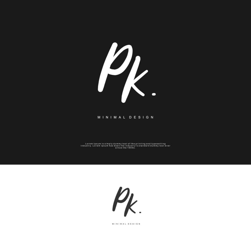 pk första handstil eller handskriven logotyp för identitet. logotyp med signatur och hand dragen stil. vektor