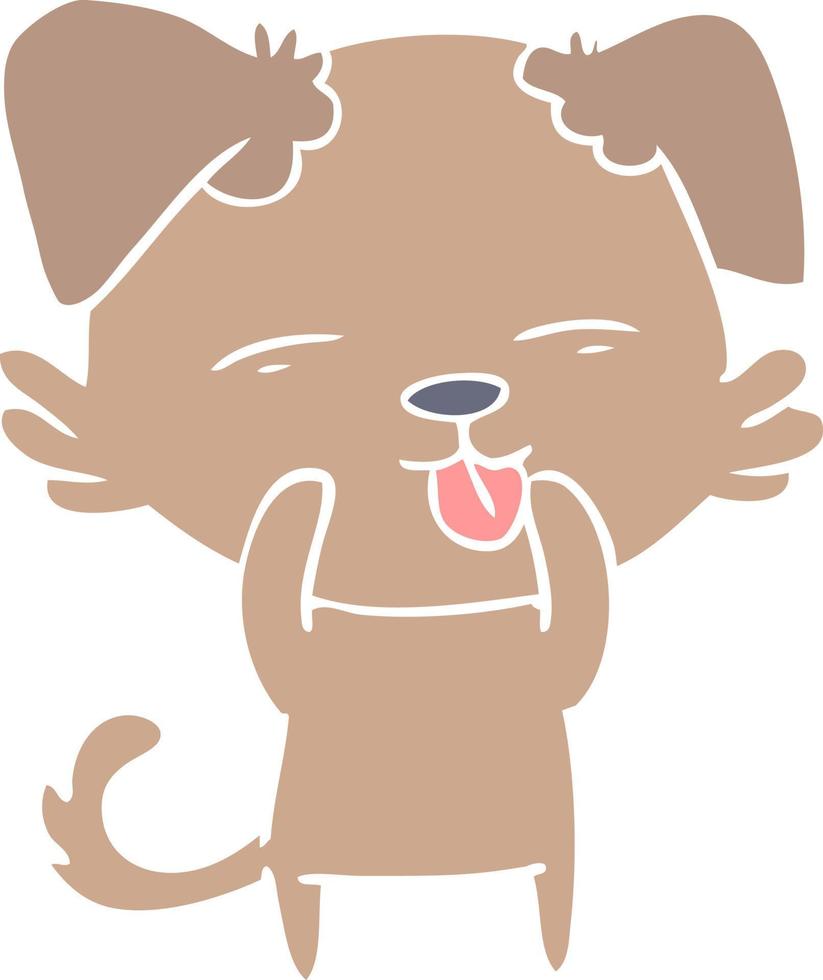 platt färg stil tecknad hund sticker ut tungan vektor