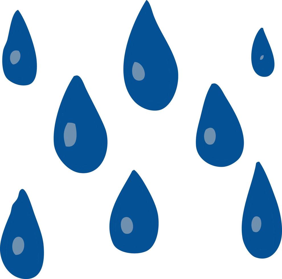 platt Färg stil tecknad serie regndroppar vektor