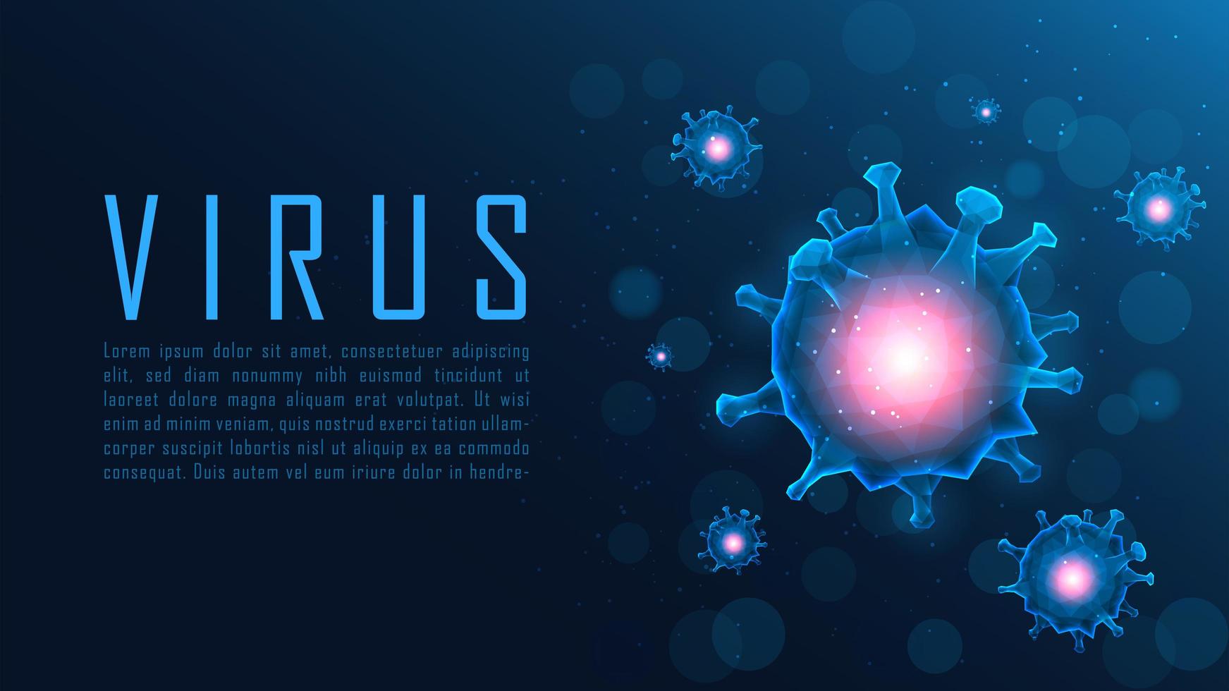 affisch av blå polygonviruscellstrukturer vektor