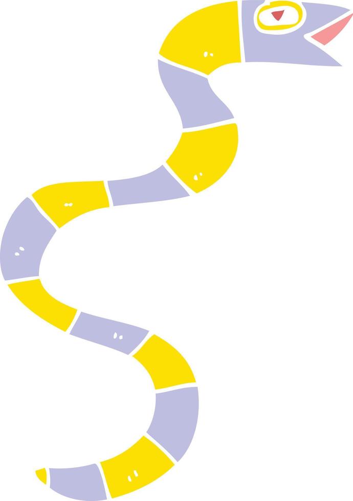 väsande platt Färg stil tecknad serie orm vektor
