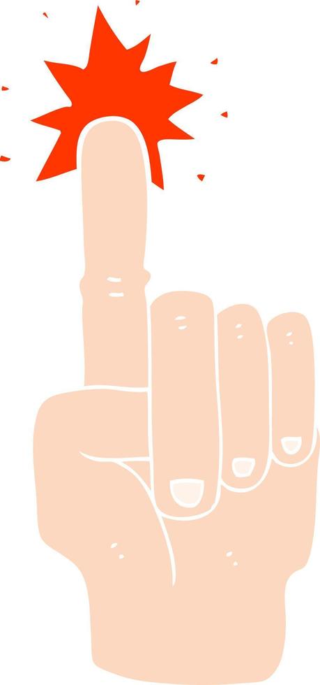 platt färg illustration av en tecknad pekande hand vektor