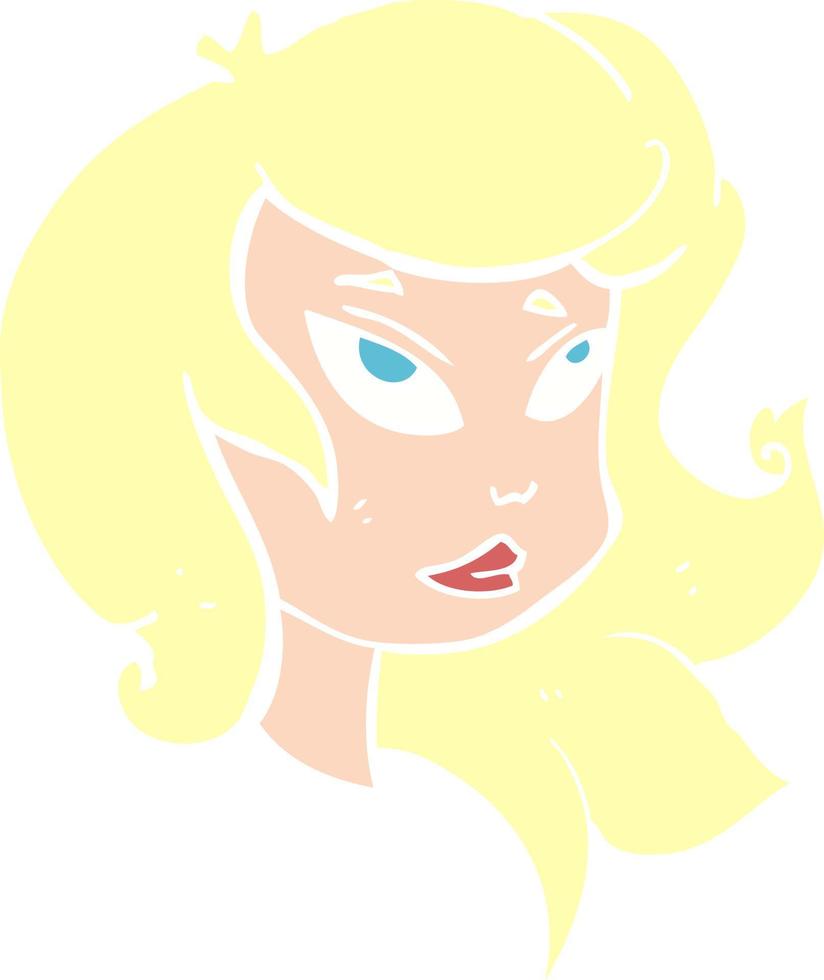 platt färgillustration av ett tecknat kvinnligt ansikte vektor