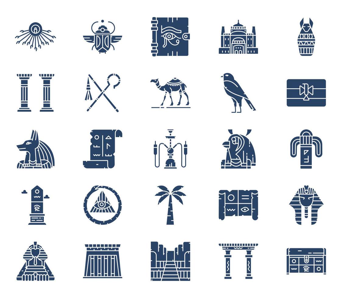 egyptisk symboler ikon uppsättning vektor