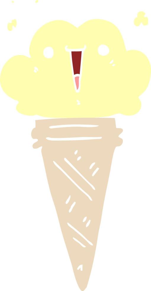 Cartoon-Eis im flachen Farbstil mit Gesicht vektor
