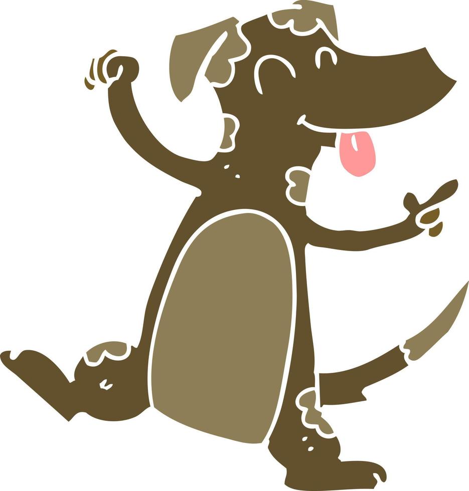 Cartoon tanzender Hund im flachen Farbstil vektor