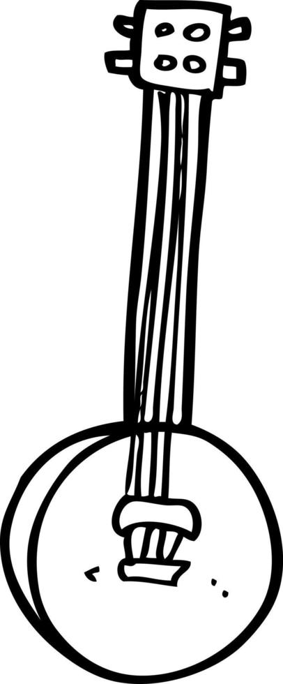 linje teckning tecknad serie gammal banjo vektor
