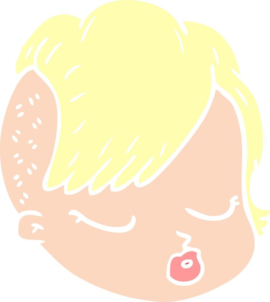 platt Färg stil tecknad serie kvinna ansikte vektor