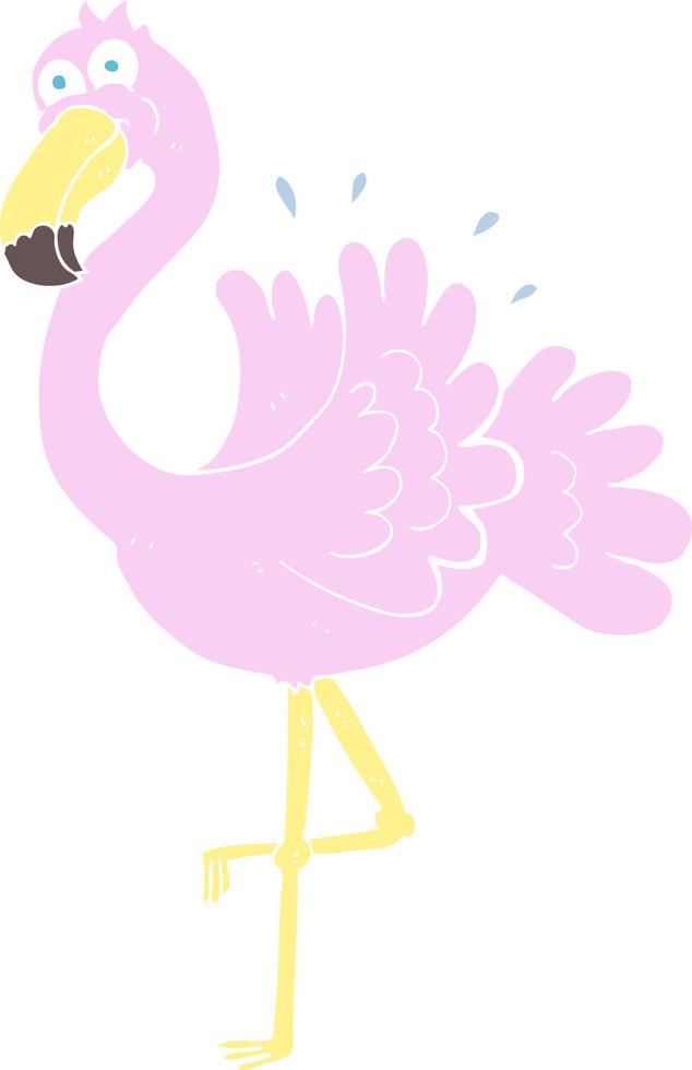 flache farbillustration eines karikaturflamingos vektor