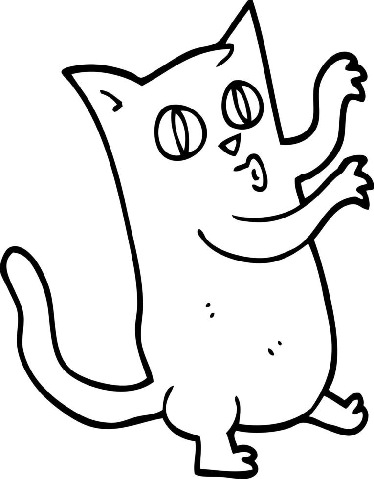 linje teckning tecknad serie dans katt vektor
