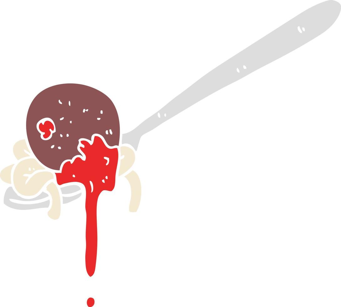 Flache Farbdarstellung eines Cartoon-Fleischbällchens und Spaghetti vektor