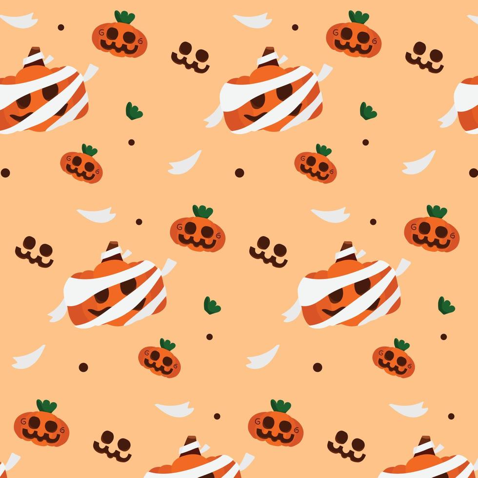 halloween bakgrund mamma och spöke tema element illustration på orange bakgrund sömlös mönster i vektor. vektor