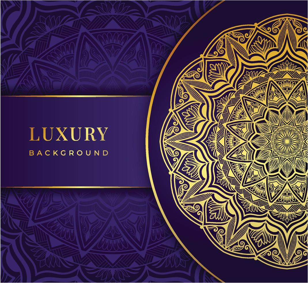 Luxuriöser goldener Mandala verzierter Hintergrund für Hochzeitseinladung Goldener Mandala-Designhintergrund vektor
