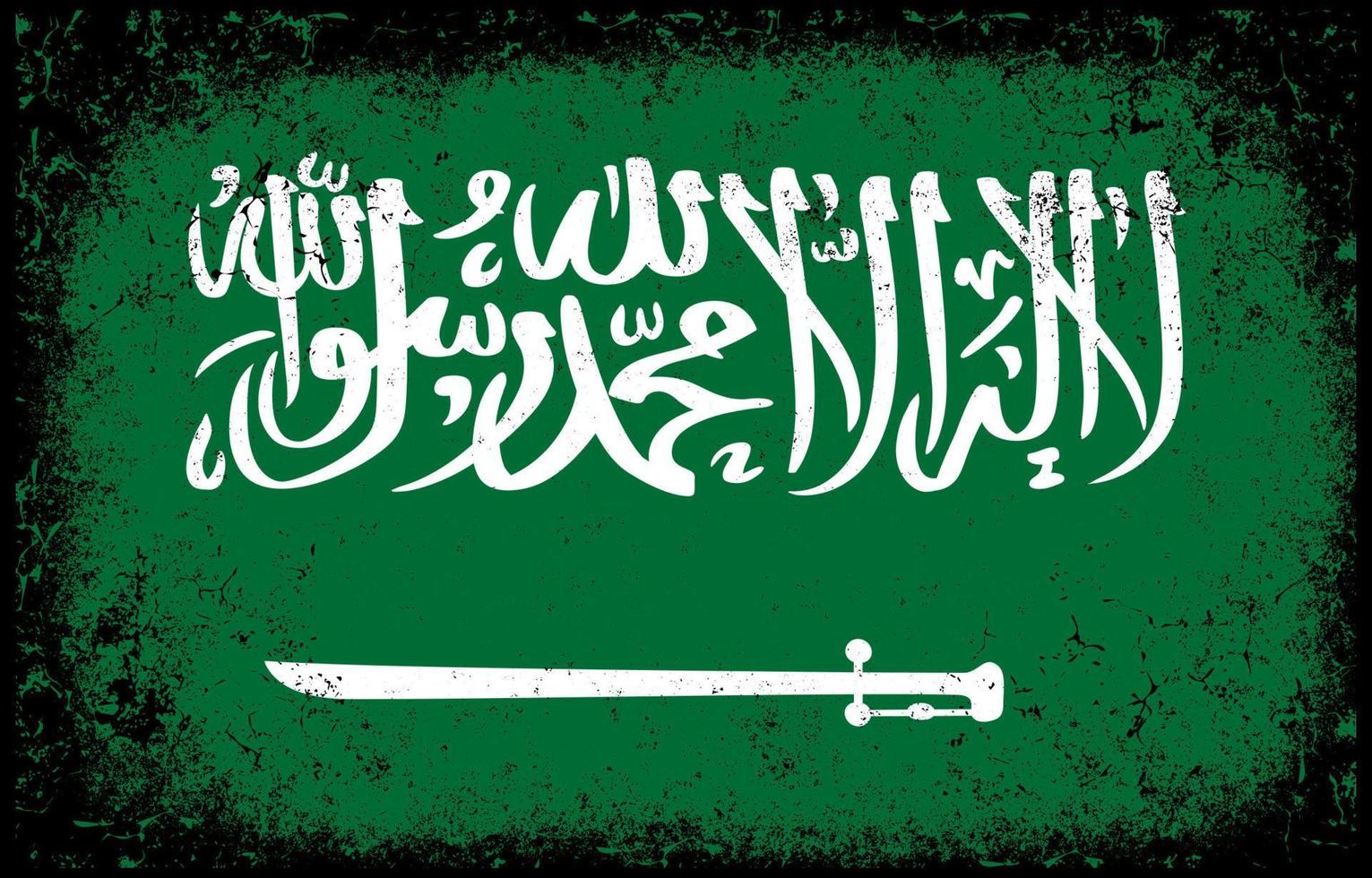 alte schmutzige grunge vintage saudi-arabische nationalflaggenillustration vektor