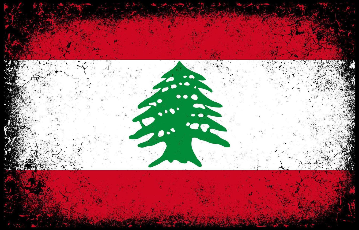gammal smutsig grunge årgång libanon nationell flagga bakgrund vektor