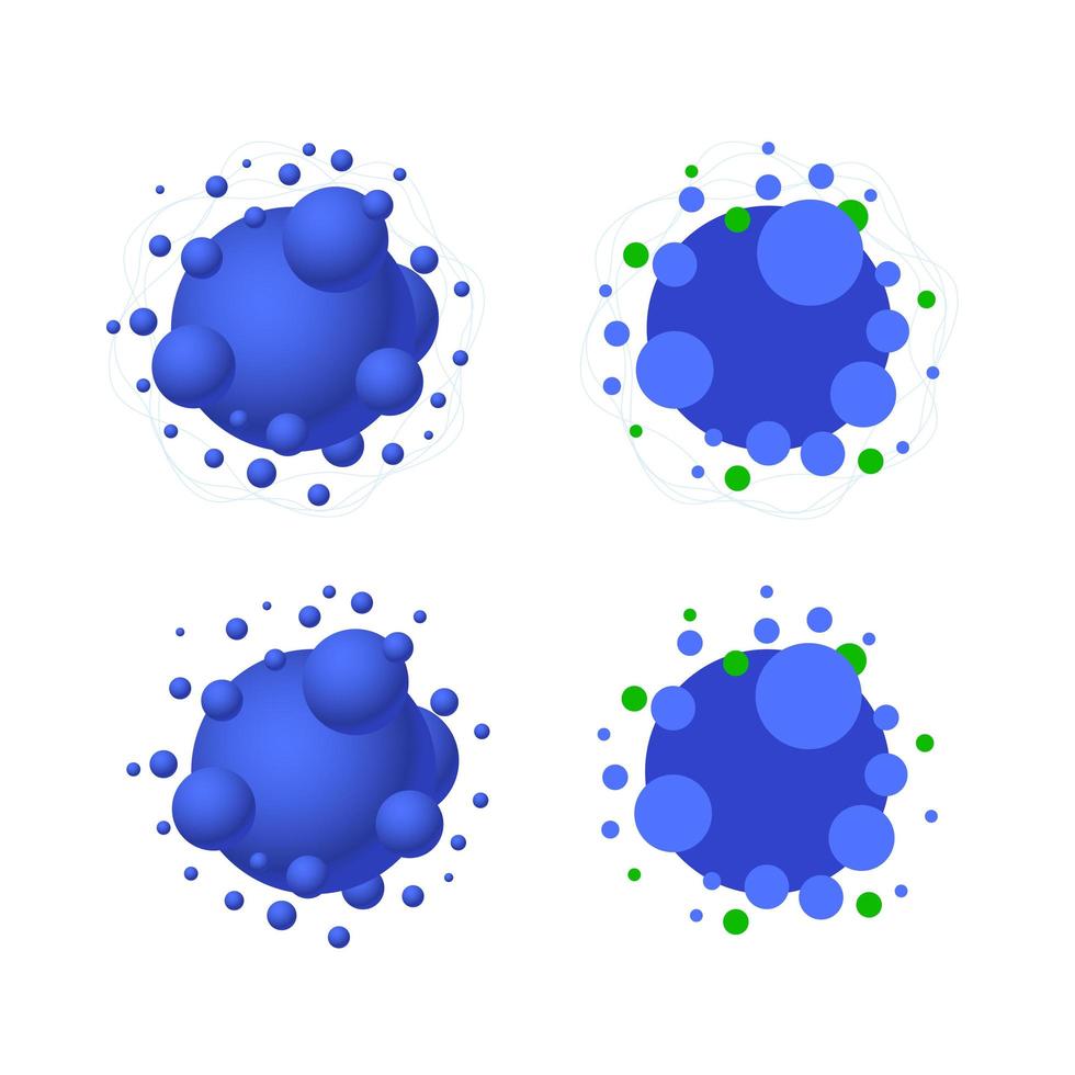 Satz von blauen und grünen Kreisen Kompositionen vektor