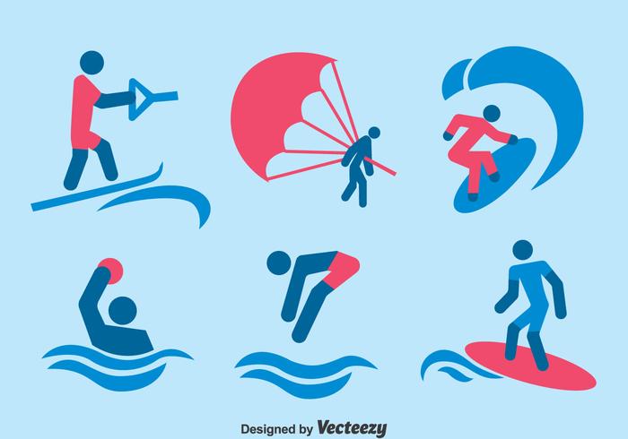 Vatten sport ikoner vektor