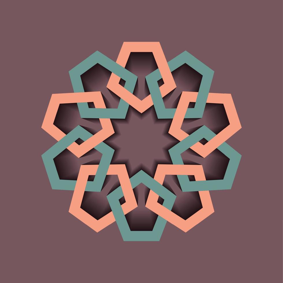 vintage geometrisches emblem vorlagendesign mit überlappenden elementen. islamisches Motiv. geometrisches Muster Mandala im arabischen Stil, buntes Logo isoliert auf Retro-Hintergrund. Vektor-Illustration vektor