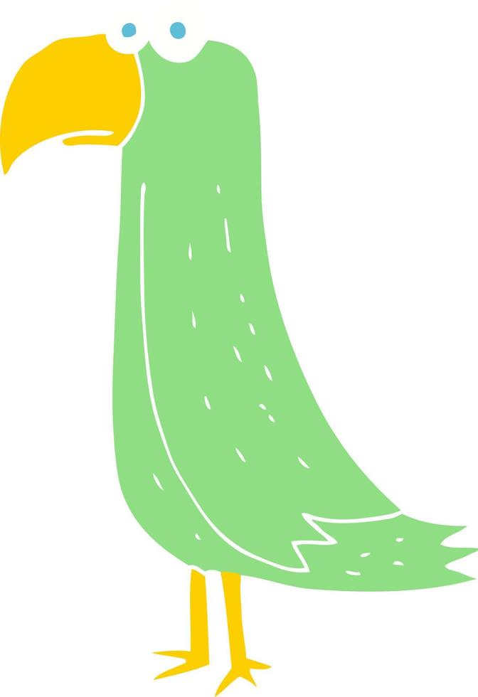 platt Färg illustration av en tecknad serie papegoja vektor