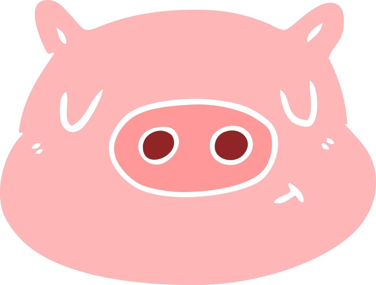 Cartoon Schweinegesicht im flachen Farbstil vektor