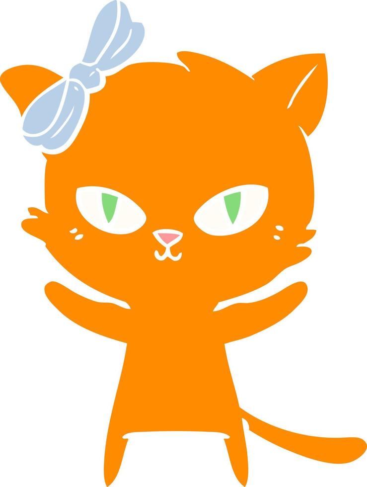 niedliche Cartoon-Katze im flachen Farbstil vektor
