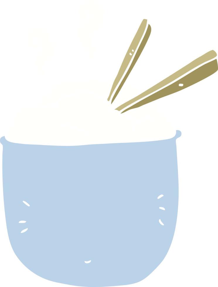 platt Färg stil tecknad serie skål av ris vektor