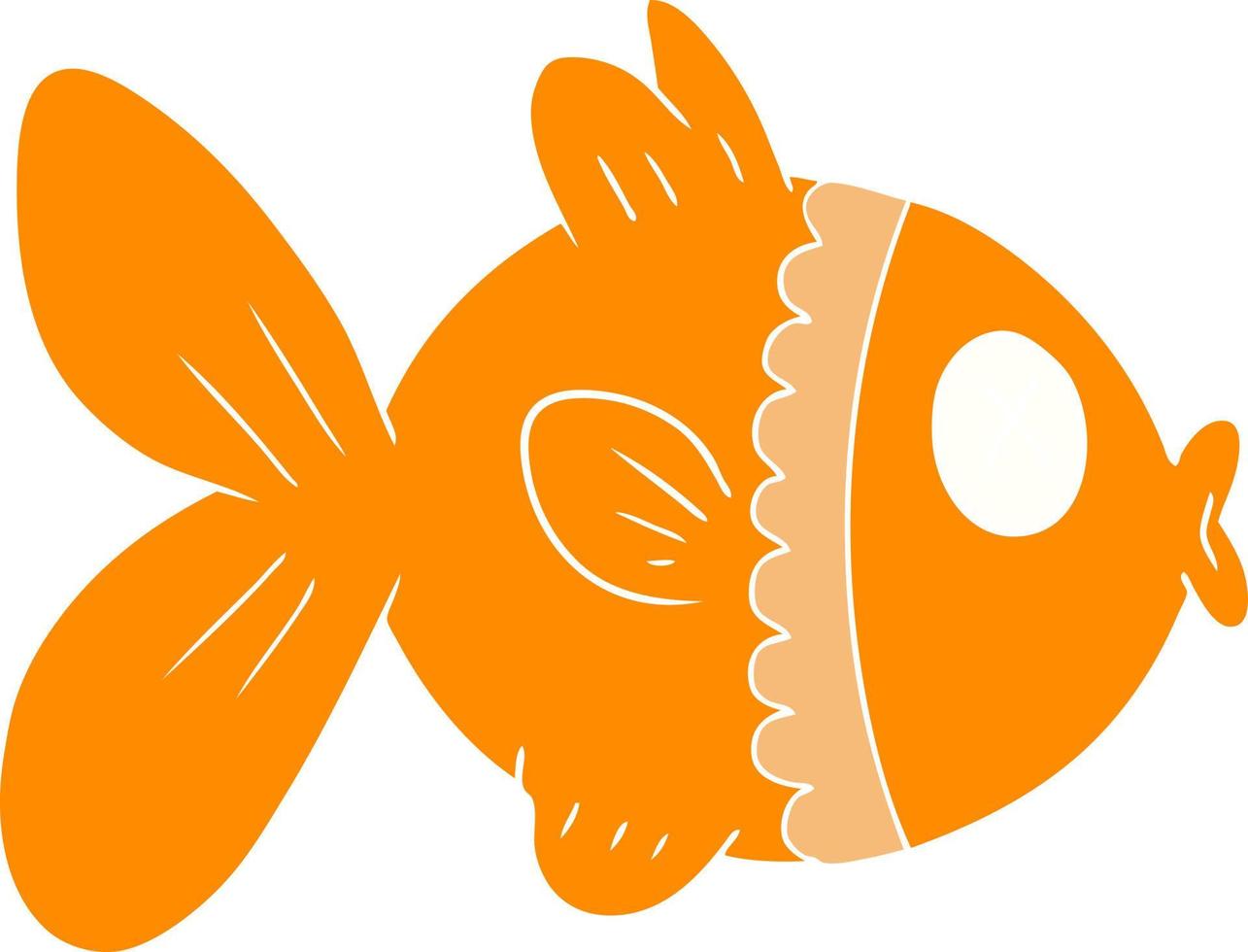 platt Färg stil tecknad serie guldfisk vektor