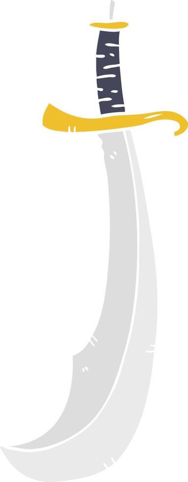 Cartoon gebogenes Schwert im flachen Farbstil vektor