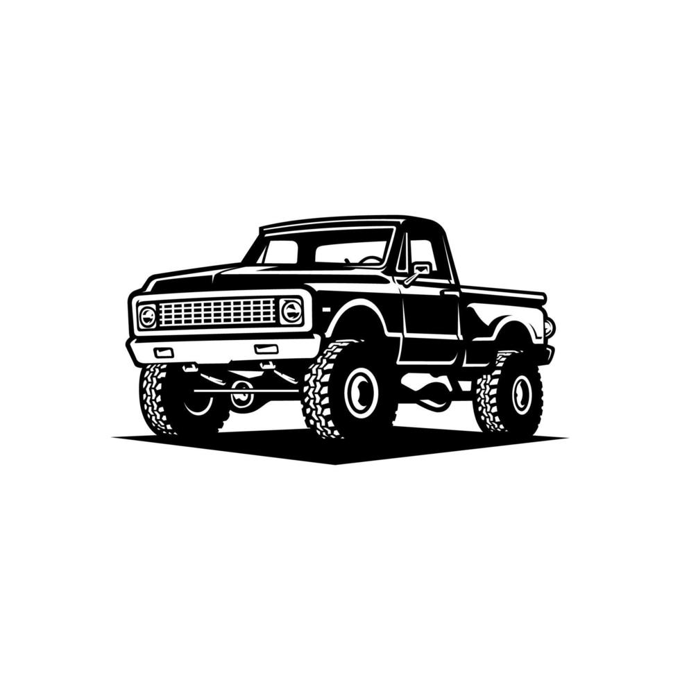 svartvit årgång plocka upp lastbil illustration logotyp vektor