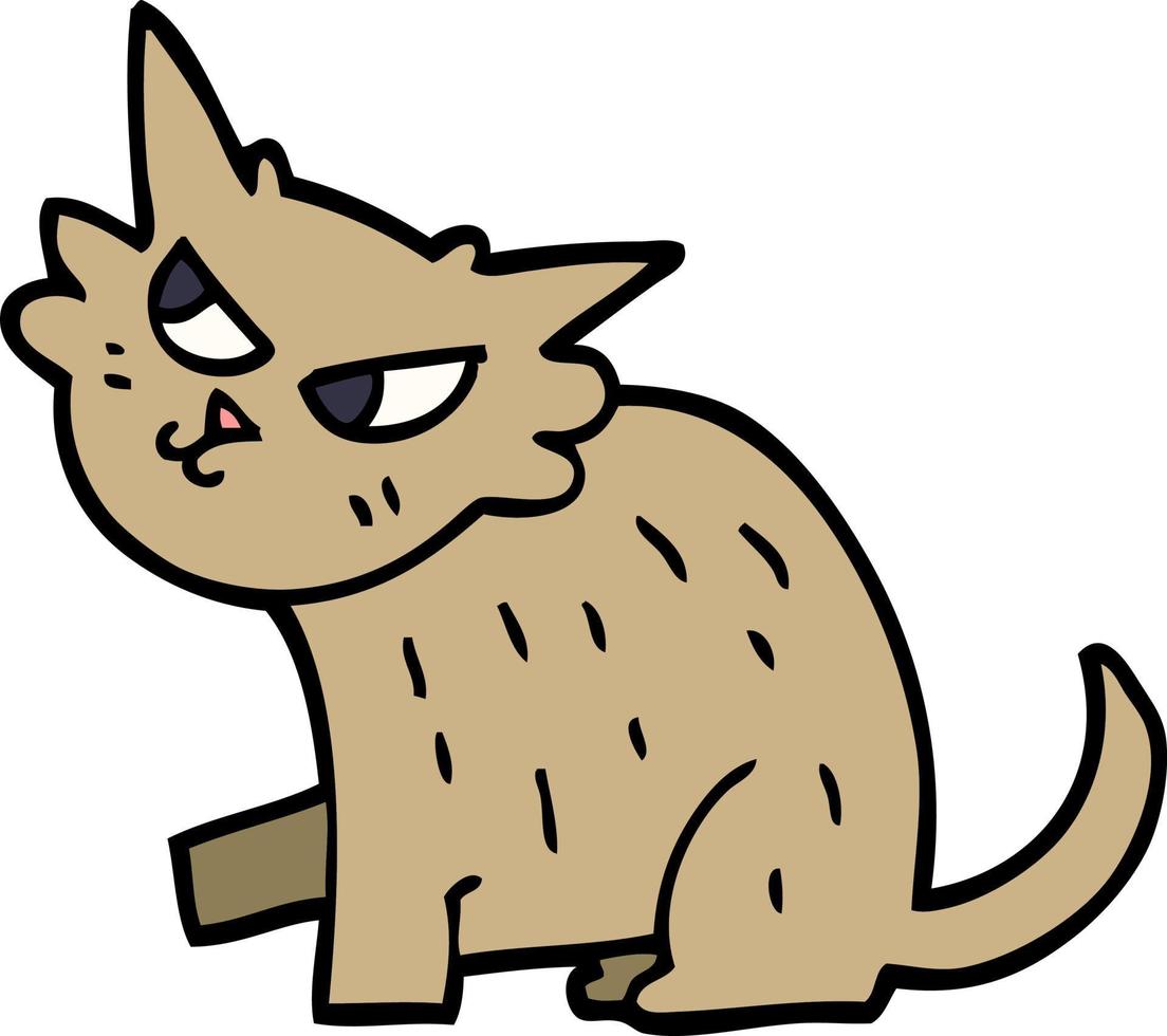 Cartoon-Doodle schlaue Katze vektor