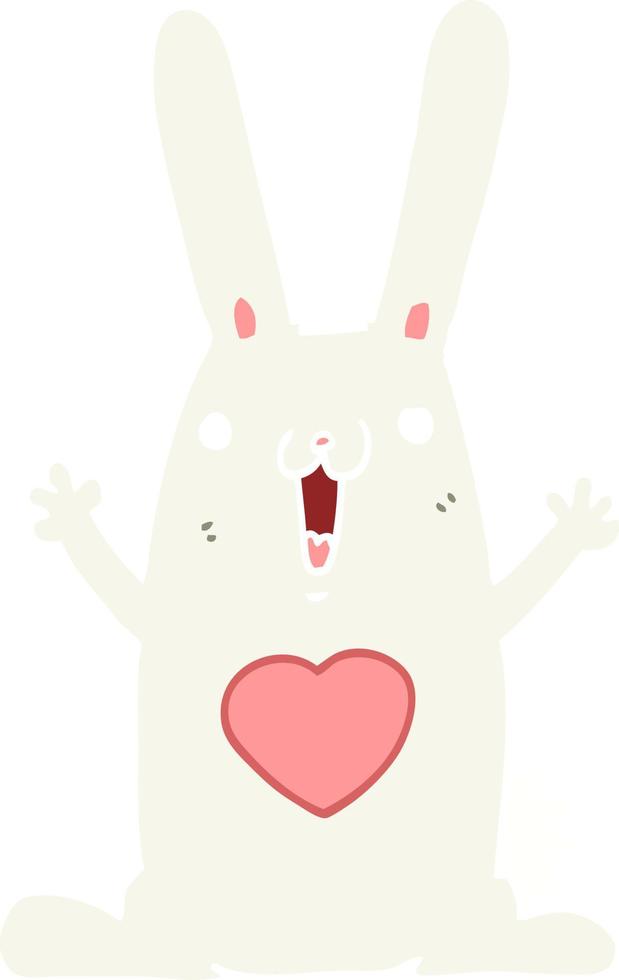 Cartoon-Kaninchen im flachen Farbstil verliebt vektor