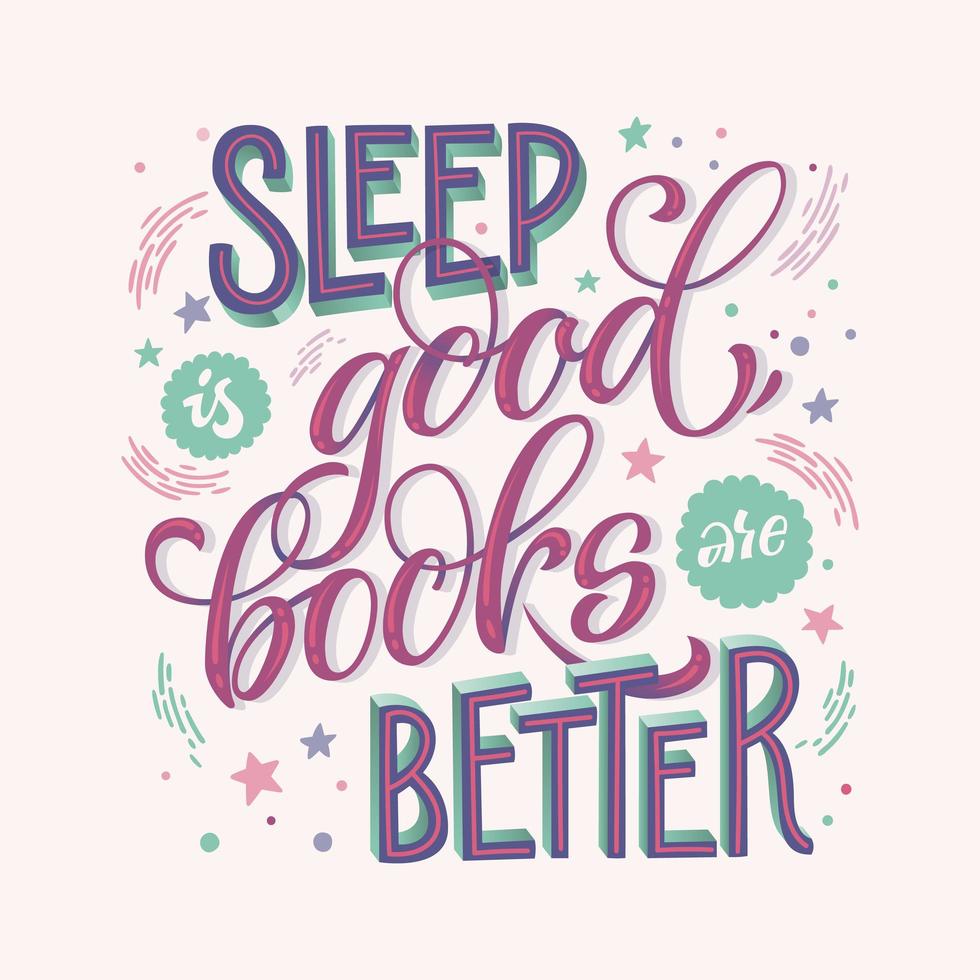 sömn är bra, böcker är bättre citat vektor