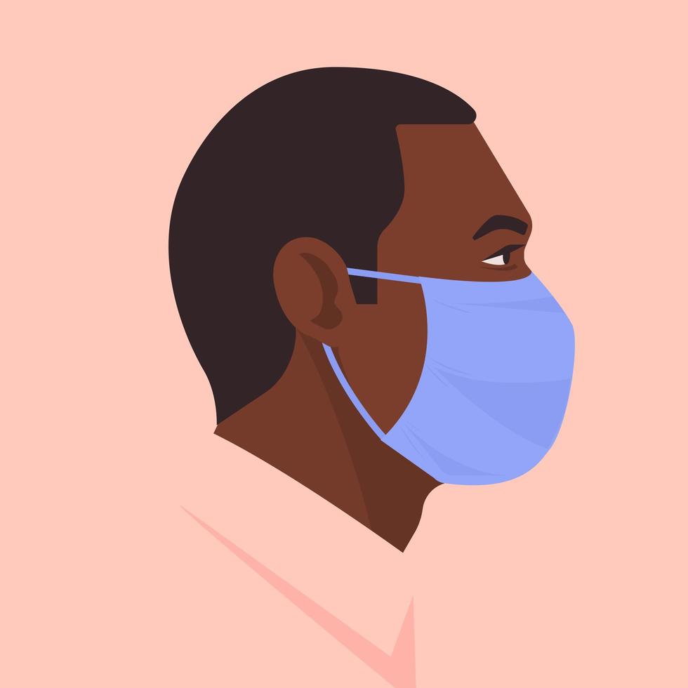 Porträt des schwarzen Mannes, der eine Gesichtsmaske trägt vektor