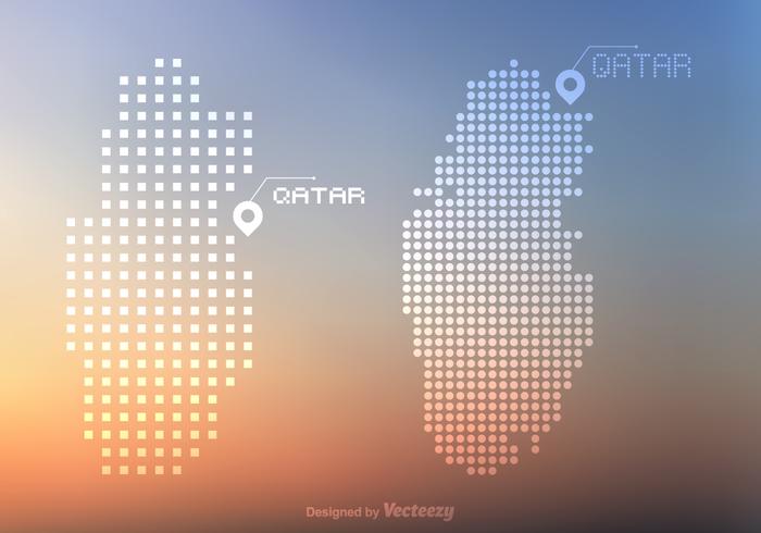 Gratis Qatar Vector prickar och pixel karta