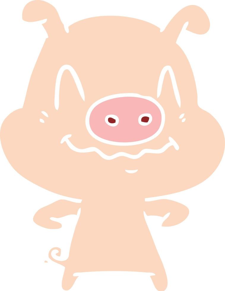 nervöses Cartoon-Schwein im flachen Farbstil vektor