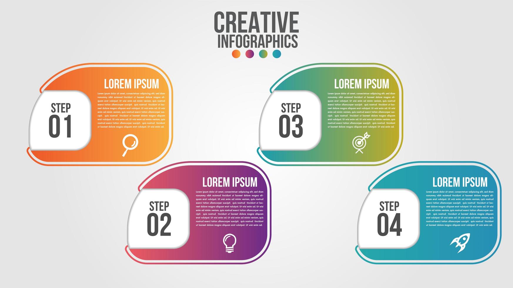 4 steg rundad gradientform infographic vektor