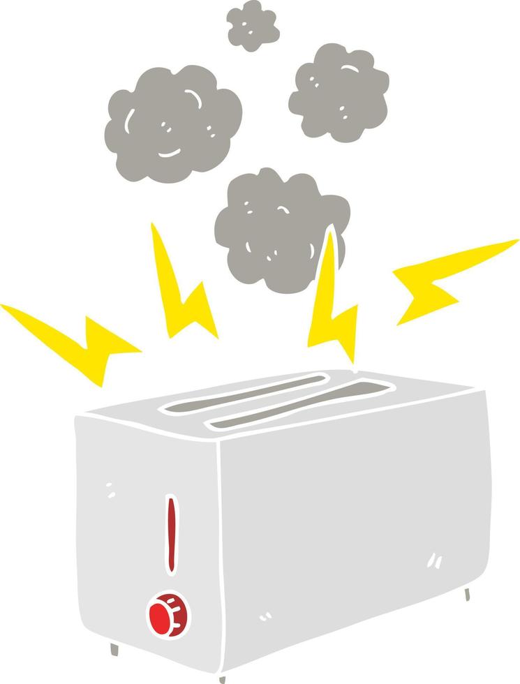 Flache Farbillustration eines fehlerhaften Toasters der Karikatur vektor