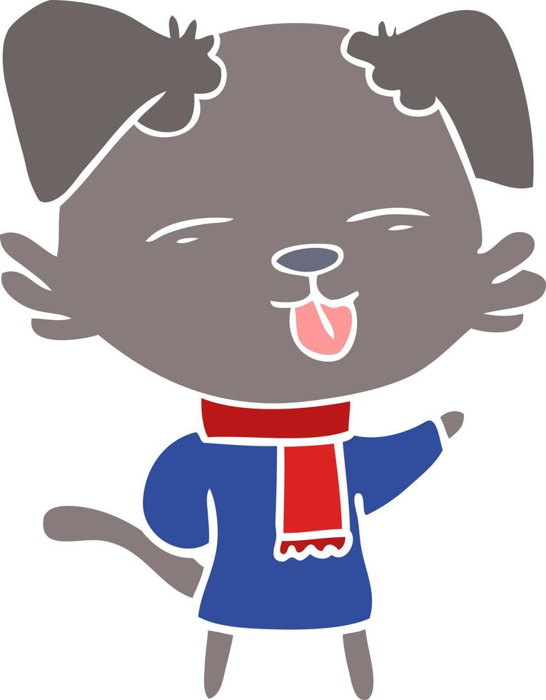 Cartoon-Hund im flachen Farbstil, der die Zunge herausstreckt vektor
