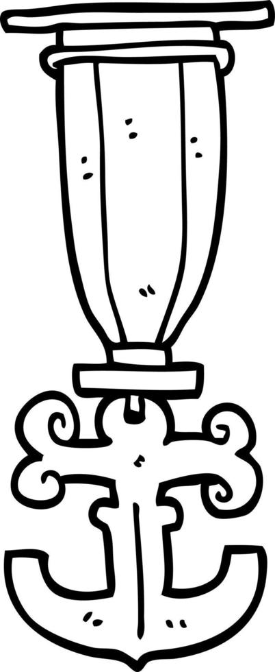 Strichzeichnung Cartoon Seemann Medaille vektor
