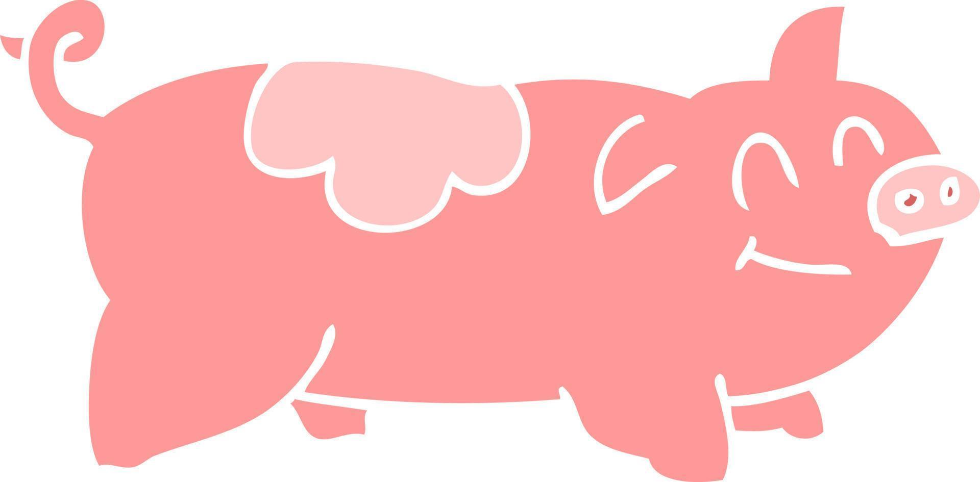 flache farbillustration eines karikaturschweins vektor