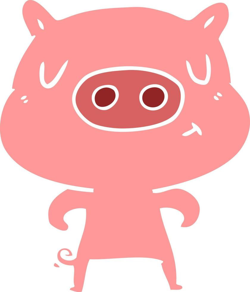 platt färg stil tecknad innehåll gris vektor