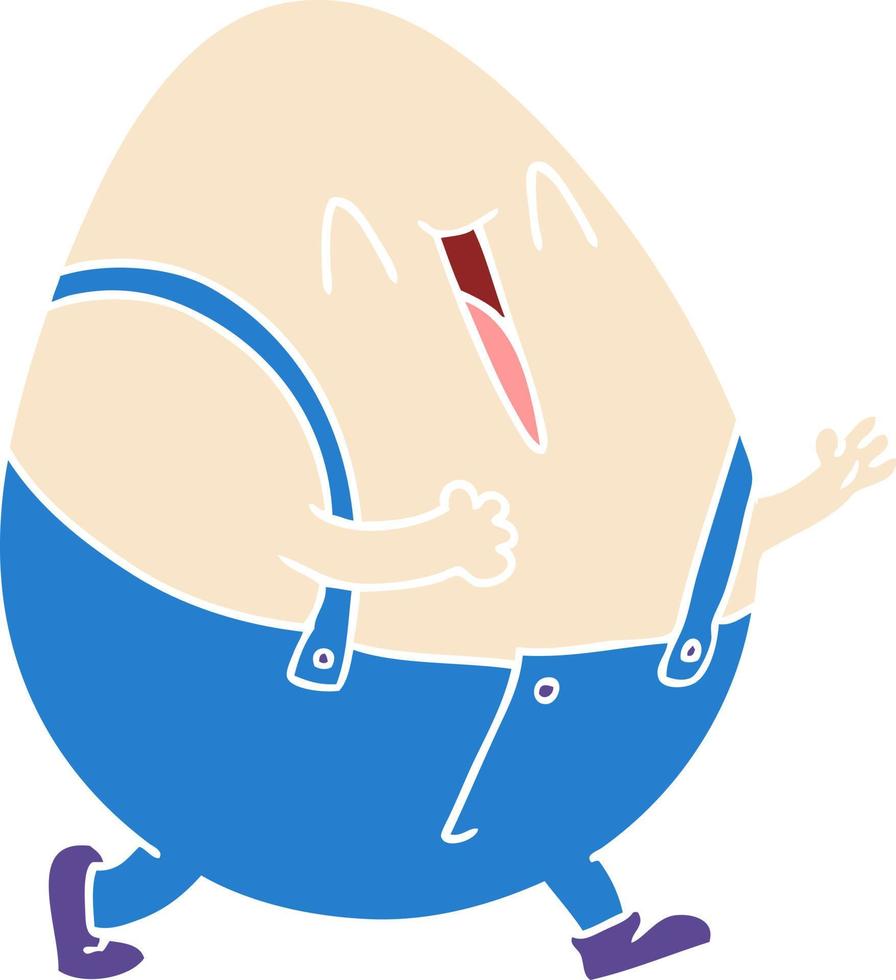 humpty dumpty Cartoon-Ei-Mann im flachen Farbstil vektor