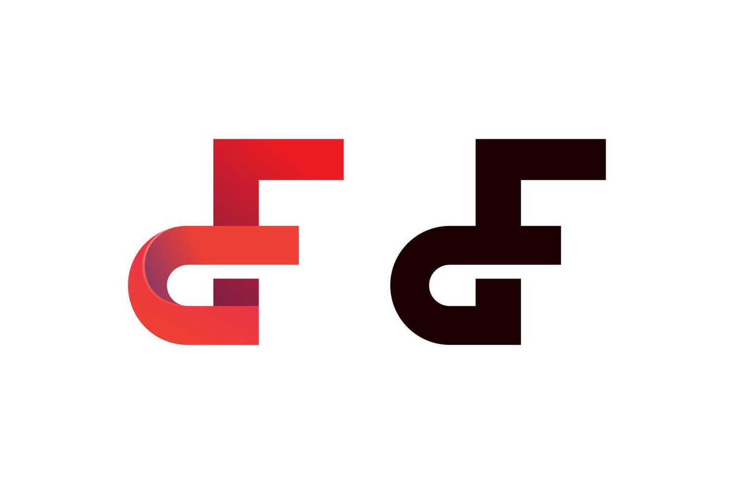 Buchstabe df oder gf Logo-Design-Vorlage auf weißem Hintergrund vektor