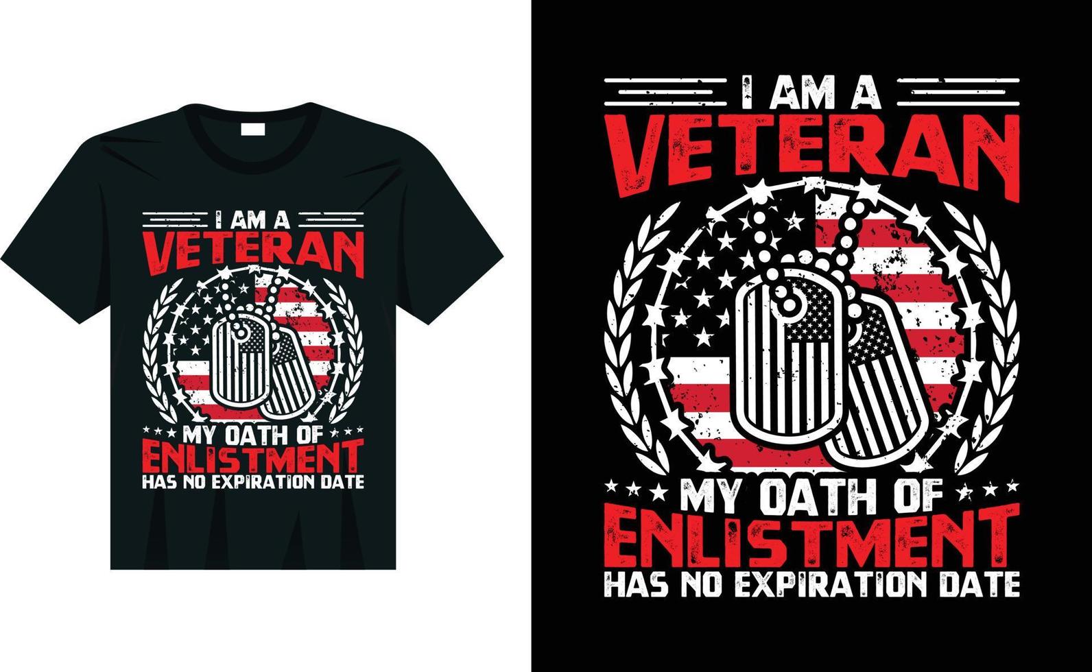 Ich bin ein Veteran. Mein Einberufungseid hat kein Ablaufdatum. T-Shirt-Design für den bevorstehenden Veteranentag vektor